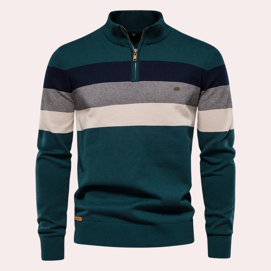 Adam | Half-Zip Sweater – Modern Striped Look for Men