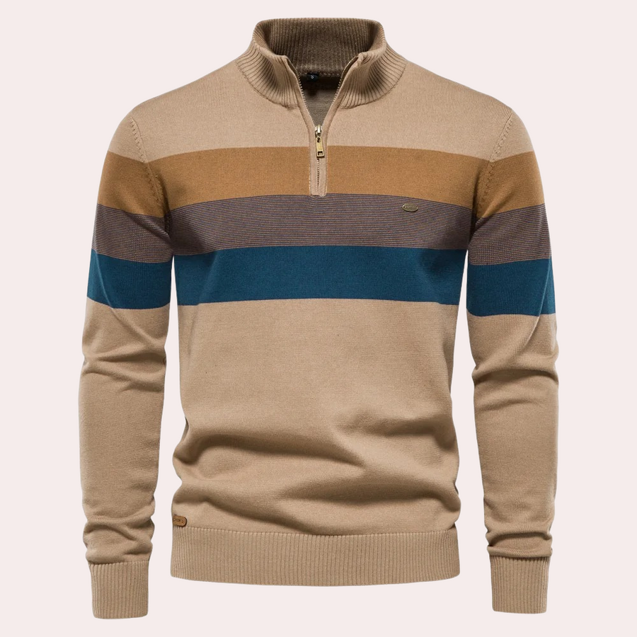 Adam | Half-Zip Sweater – Modern Striped Look for Men