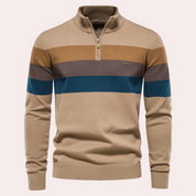 Adam | Half-Zip Sweater – Modern Striped Look for Men