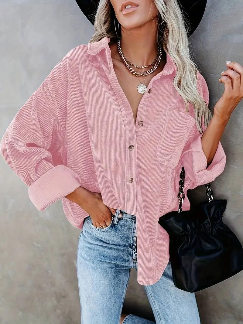 CASSIE | Stylish Spring Corduroy Shirt - Lizabella Fashion -  -  - CASSIE | Stylish Spring Corduroy Shirt - Lizabella Fashion - #tag1# - #tag2#