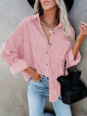 CASSIE | Stylish Spring Corduroy Shirt - Lizabella Fashion -  -  - CASSIE | Stylish Spring Corduroy Shirt - Lizabella Fashion - #tag1# - #tag2#