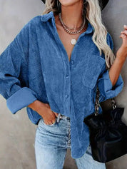 CASSIE | Stylish Spring Corduroy Shirt - Lizabella Fashion -  -  - CASSIE | Stylish Spring Corduroy Shirt - Lizabella Fashion - #tag1# - #tag2#