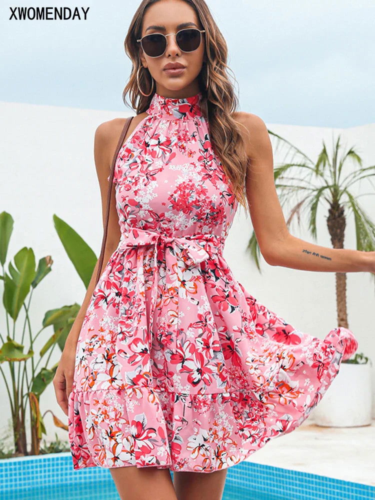 Charlotte Summer Breeze Halter Dress in Light Chiffon - Lizabella Fashion -  -  - Charlotte Summer Breeze Halter Dress in Light Chiffon - Lizabella Fashion - #tag1# - #tag2#