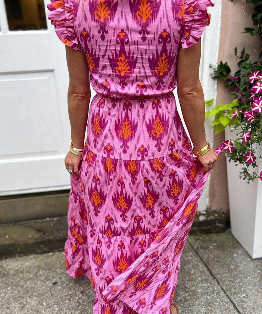 Charming Ruffled Retro Maxi Dress - Lizabella Fashion -  -  - Charming Ruffled Retro Maxi Dress - Lizabella Fashion - #tag1# - #tag2#