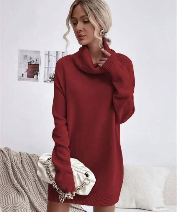 Chic Long-Fit Knitted Turtleneck Sweater by VICTORIA - Lizabella Fashion -  -  - Chic Long-Fit Knitted Turtleneck Sweater by VICTORIA - Lizabella Fashion - #tag1# - #tag2#