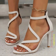Chic Pearl Open-Toe Pumps with Stylish Zipped Heels - Lizabella Fashion -  -  - Chic Pearl Open-Toe Pumps with Stylish Zipped Heels - Lizabella Fashion - #tag1# - #tag2#