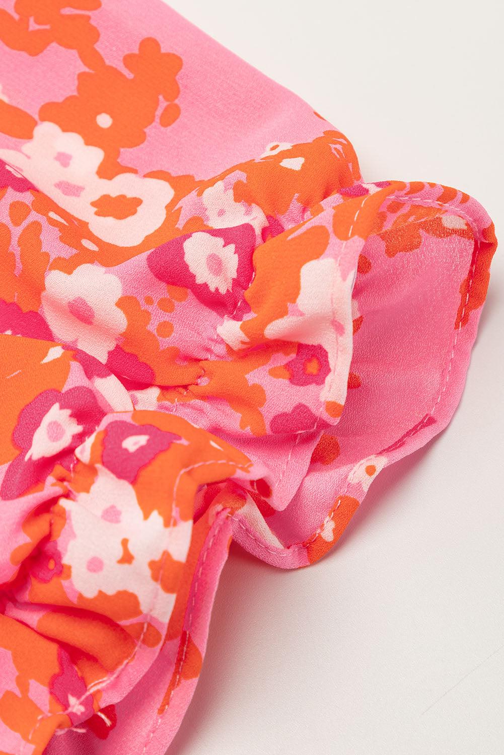 Chic Pink V-Neck Dress with Playful Short Ruffles - Lizabella Fashion -  -  - Chic Pink V-Neck Dress with Playful Short Ruffles - Lizabella Fashion - #tag1# - #tag2#