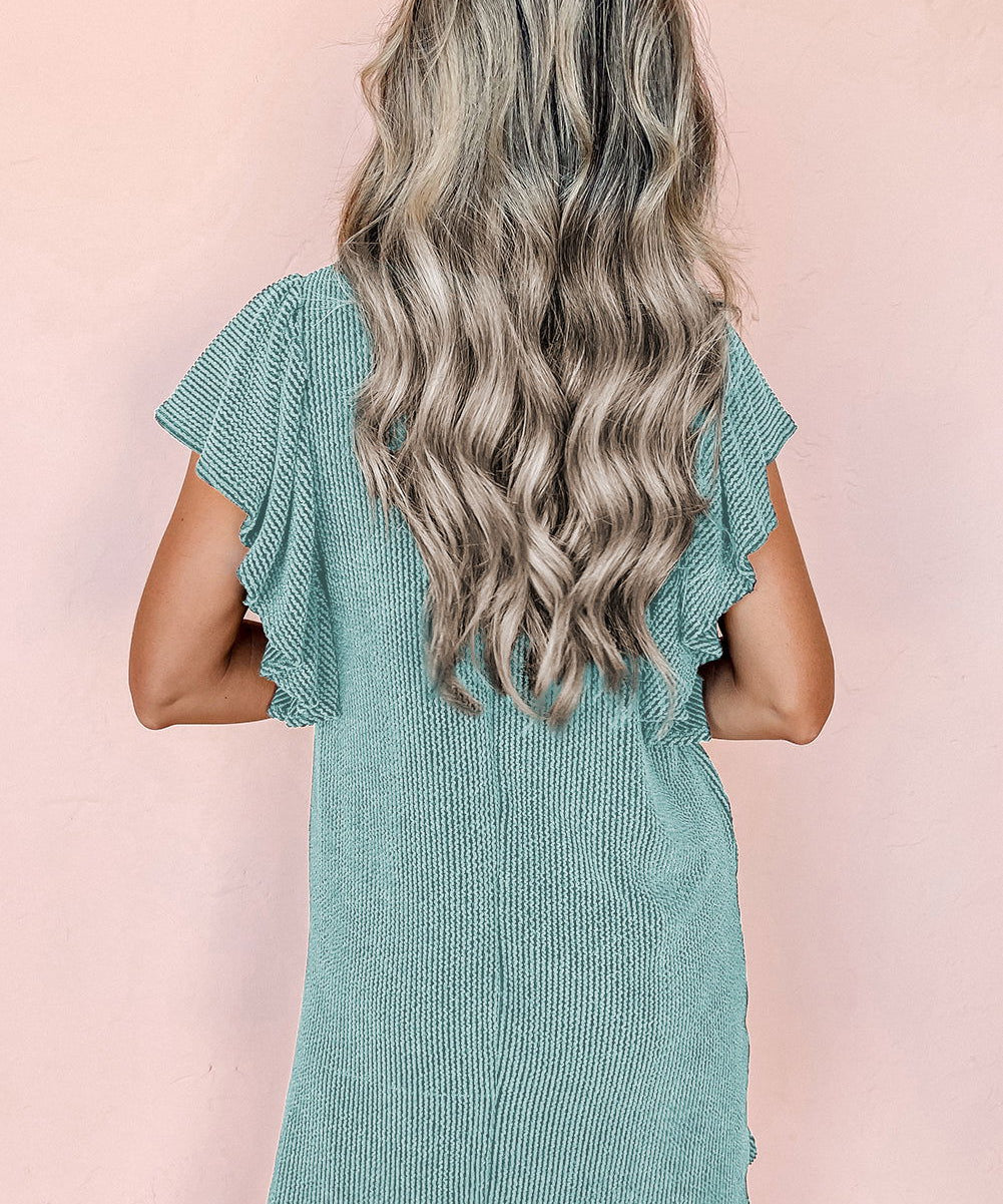 Chic Striped Mini Dress Featuring Enchanting Butterfly Sleeves - Lizabella Fashion -  -  - Chic Striped Mini Dress Featuring Enchanting Butterfly Sleeves - Lizabella Fashion - #tag1# - #tag2#