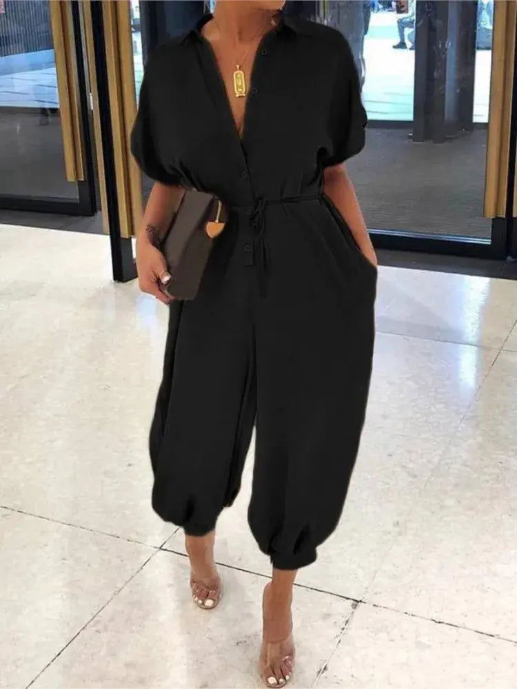 Chic V-Neck Jumpsuit - OLIVIA Collection - Lizabella Fashion -  -  - Chic V-Neck Jumpsuit - OLIVIA Collection - Lizabella Fashion - #tag1# - #tag2#