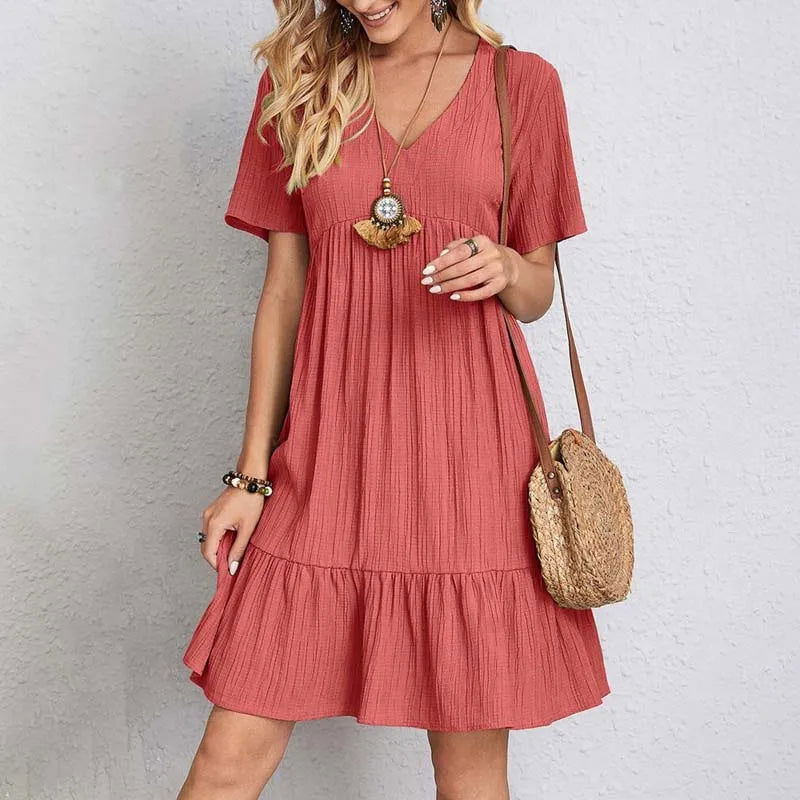Chic and Comfy: V-Neck Mini Dress by ALIRA - Lizabella Fashion -  -  - Chic and Comfy: V-Neck Mini Dress by ALIRA - Lizabella Fashion - #tag1# - #tag2#