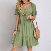 Chic and Comfy: V-Neck Mini Dress by ALIRA - Lizabella Fashion -  -  - Chic and Comfy: V-Neck Mini Dress by ALIRA - Lizabella Fashion - #tag1# - #tag2#