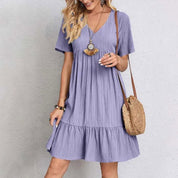 Chic and Comfy: V-Neck Mini Dress by ALIRA - Lizabella Fashion -  -  - Chic and Comfy: V-Neck Mini Dress by ALIRA - Lizabella Fashion - #tag1# - #tag2#