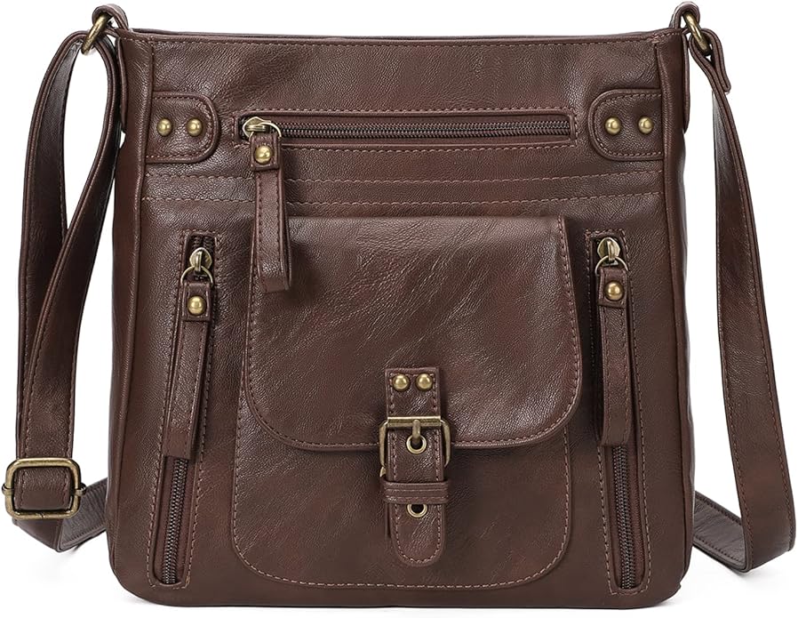 Angie | Women's Multi-Pocket Leather Crossbody Messenger Bag