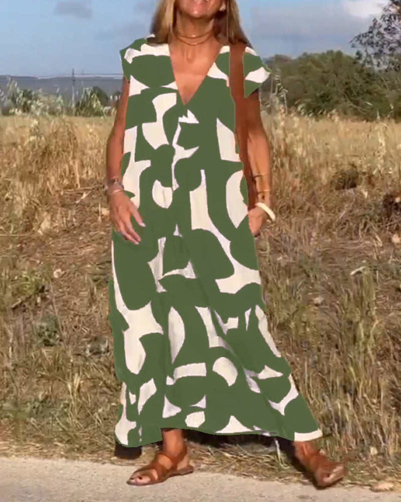 CLAIRE | Printed Maxi Dress with V-Neck