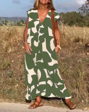 CLAIRE | Printed Maxi Dress with V-Neck