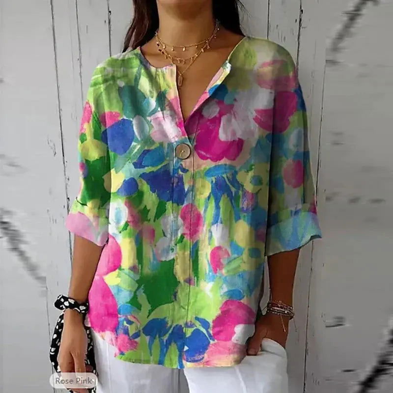 DUNYA | Charming Floral Spring Blouse for Effortless Style - Lizabella Fashion -  -  - DUNYA | Charming Floral Spring Blouse for Effortless Style - Lizabella Fashion - #tag1# - #tag2#