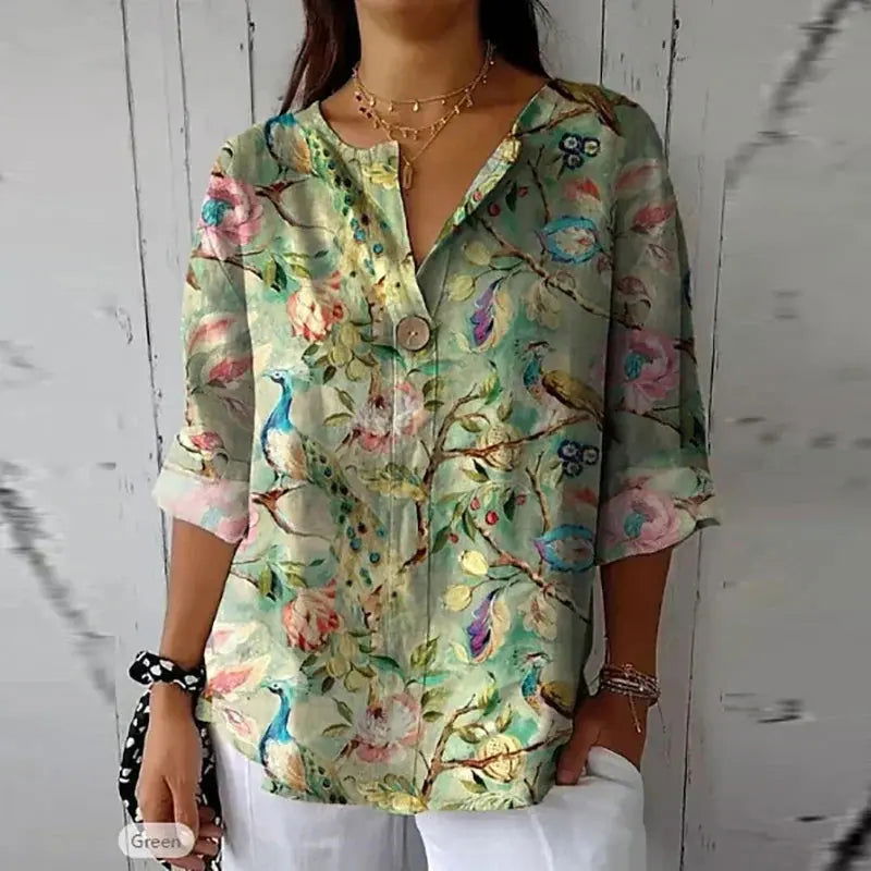 DUNYA | Charming Floral Spring Blouse for Effortless Style - Lizabella Fashion -  -  - DUNYA | Charming Floral Spring Blouse for Effortless Style - Lizabella Fashion - #tag1# - #tag2#