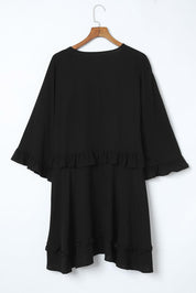 Elegant Black V-Neck Babydoll Mini Dress - Lizabella Fashion -  -  - Elegant Black V-Neck Babydoll Mini Dress - Lizabella Fashion - #tag1# - #tag2#
