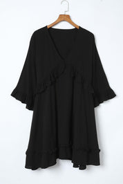 Elegant Black V-Neck Babydoll Mini Dress - Lizabella Fashion -  -  - Elegant Black V-Neck Babydoll Mini Dress - Lizabella Fashion - #tag1# - #tag2#