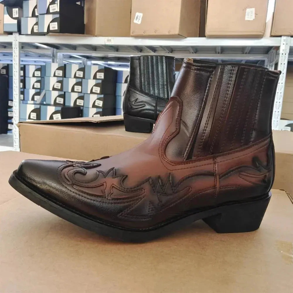 Elevate Your Style with SARAH Women's Leather Cowboy Boots - Lizabella Fashion