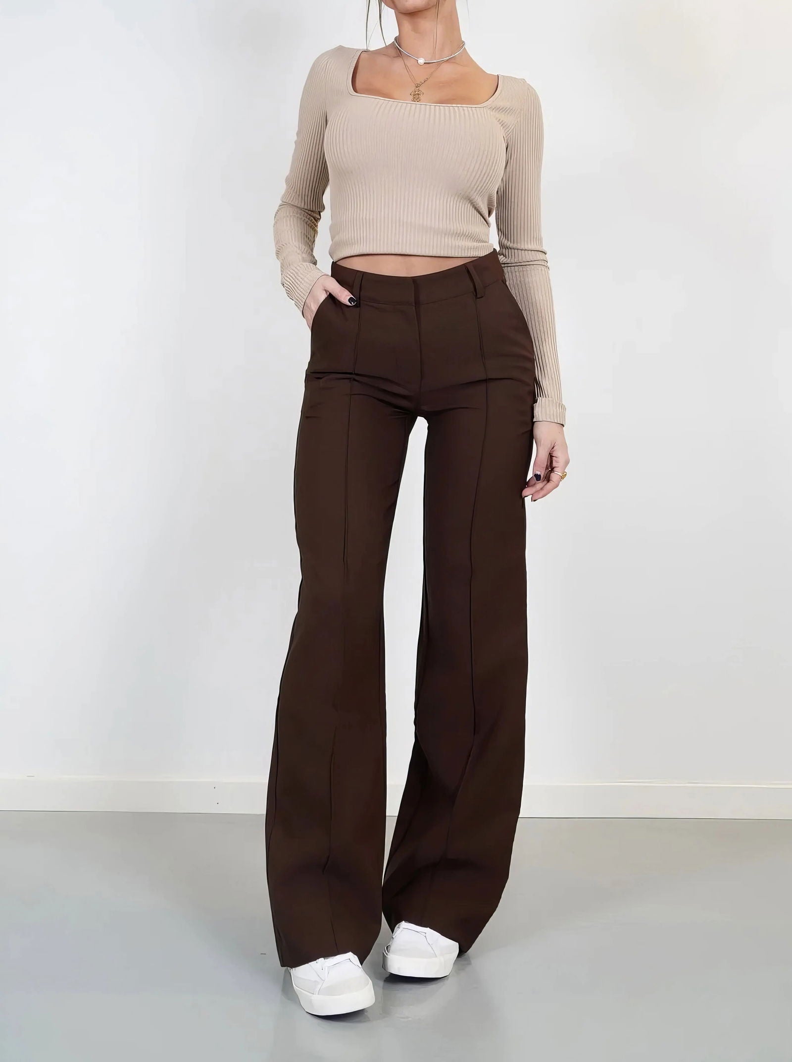 Elevate Your Style with AMY's Wide-Leg Chic Trousers for Women - Lizabella Fashion -  -  - Elevate Your Style with AMY's Wide-Leg Chic Trousers for Women - Lizabella Fashion - #tag1# - #tag2#