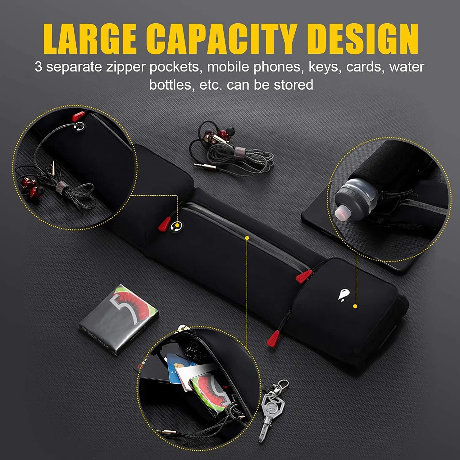 Maci | Waterproof Running Belt Crossbody Bum Bag with Bottle Holder