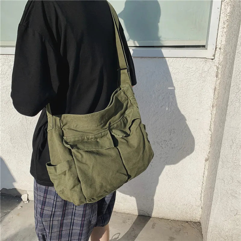 Cleo | Vintage Canvas Large Crossbody Messenger Bag