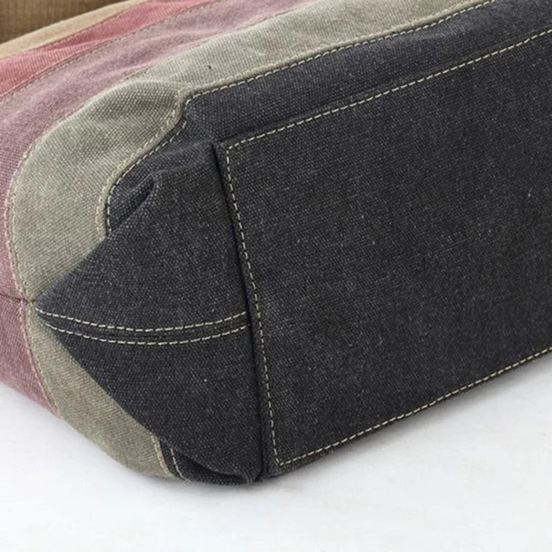 Cal | Canvas Stripes Crossbody Messenger Handbag