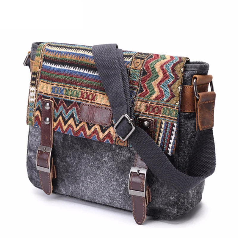Jude | Vintage Striped Pattern Canvas Crossbody Messenger Bag