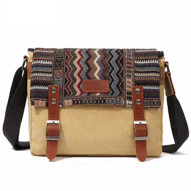 Jude | Vintage Striped Pattern Canvas Crossbody Messenger Bag
