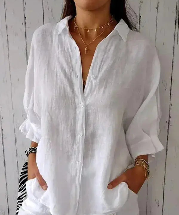 ISABELLA | Chic Linen Blouse-Lizabella Fashion