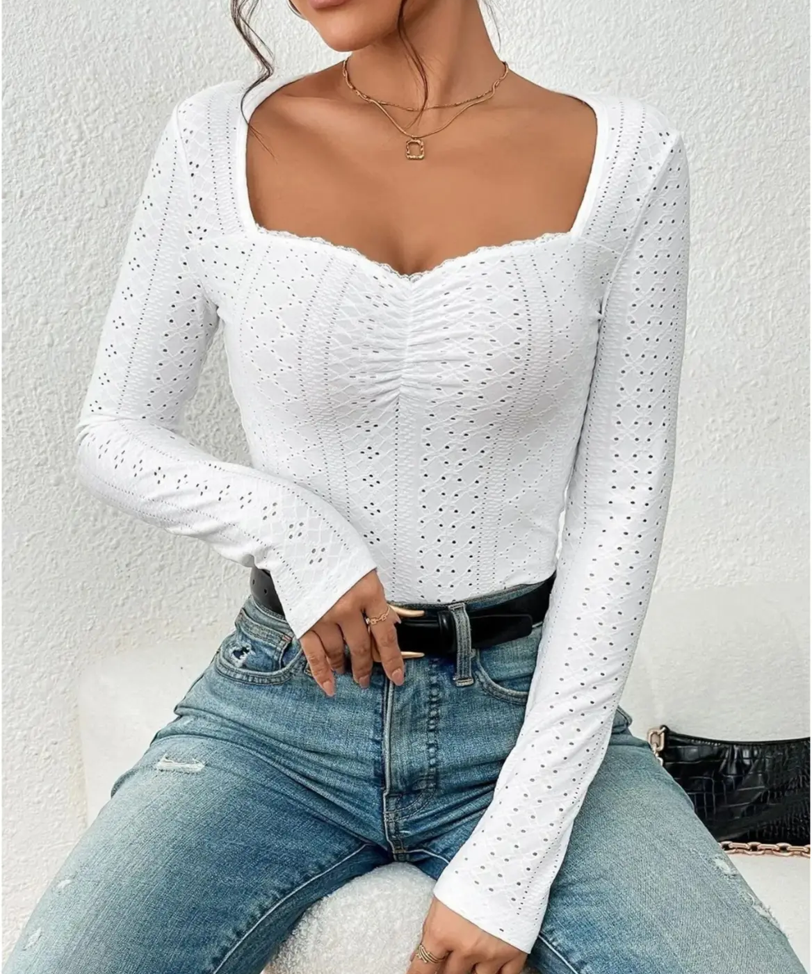 JACKY | Embroidered Long Sleeve Shirt-Lizabella Fashion