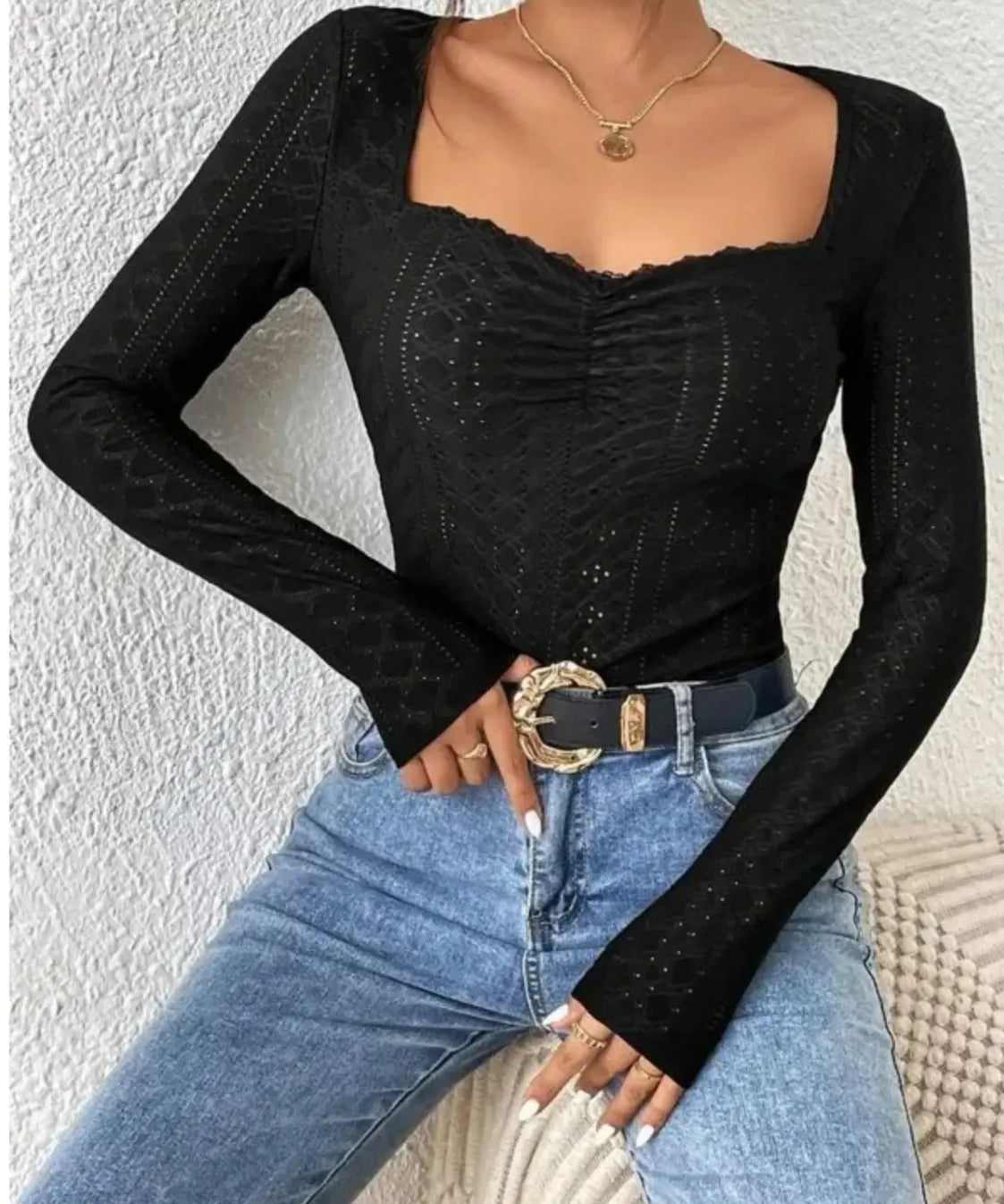 JACKY | Embroidered Long Sleeve Shirt-Lizabella Fashion