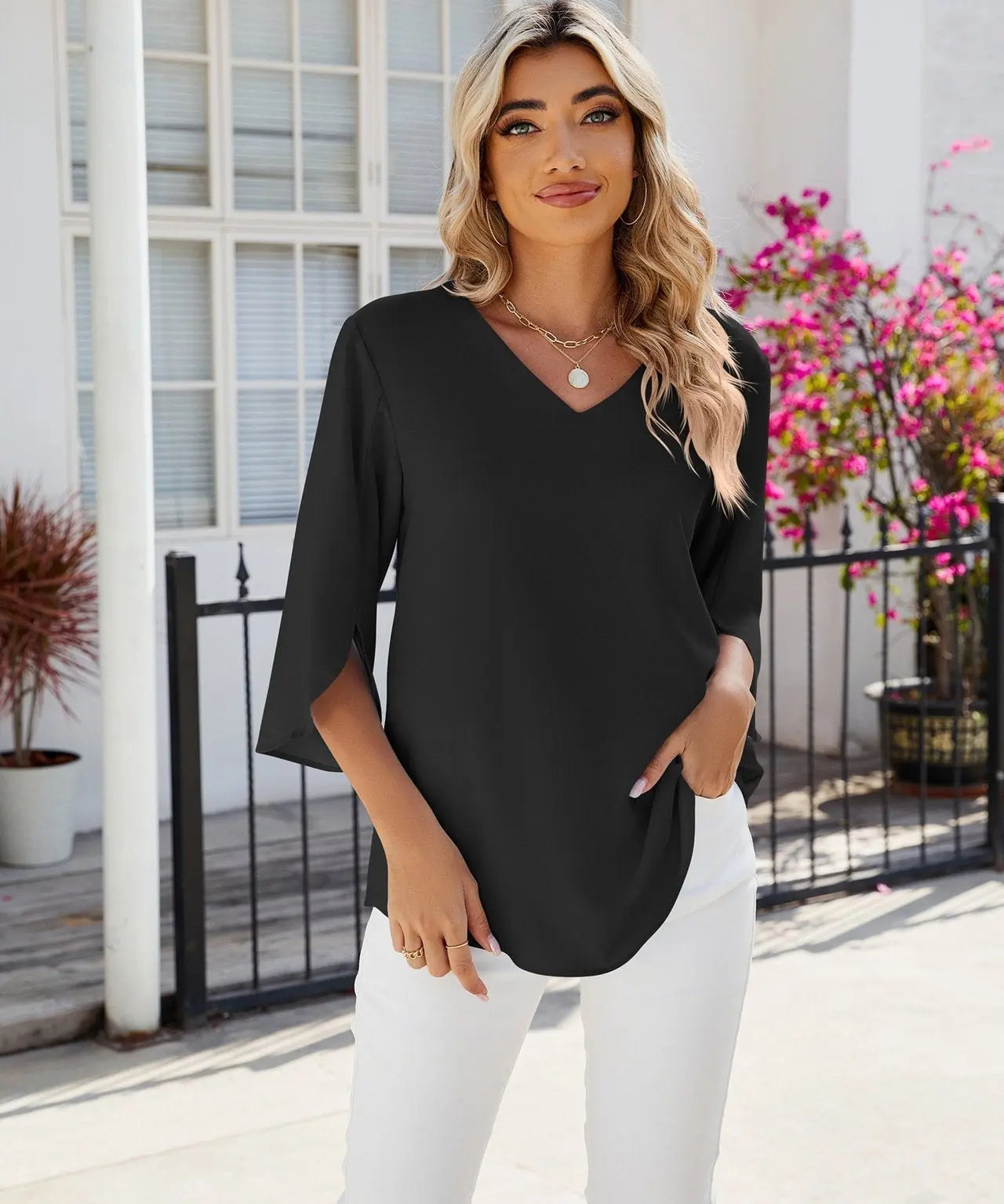 JAMY | V-neck Elegant Blouse-Lizabella Fashion