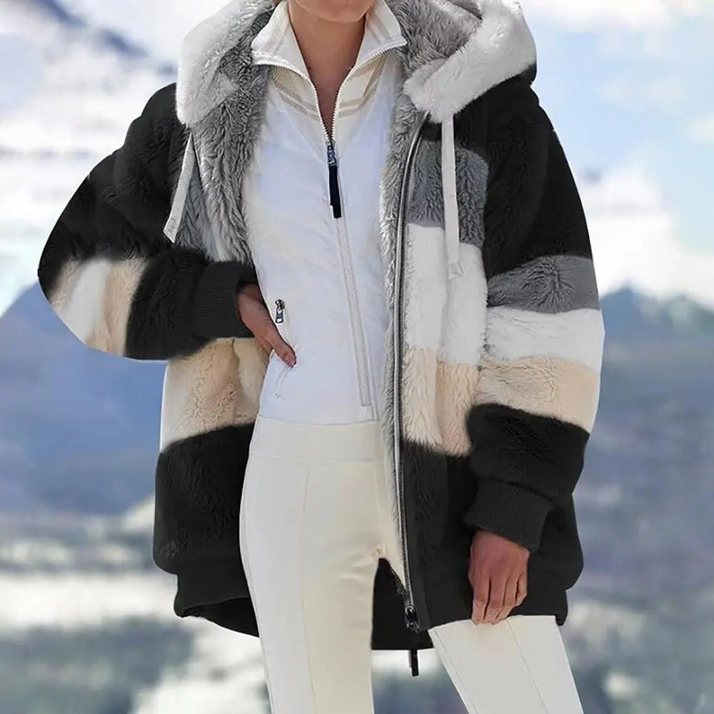 KAREN | Fluffy Warm Oversized Hoodie Coat-Lizabella Fashion