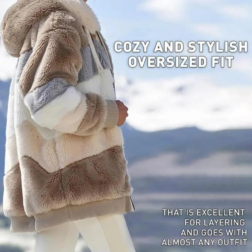 KAREN | Fluffy Warm Oversized Hoodie Coat-Lizabella Fashion