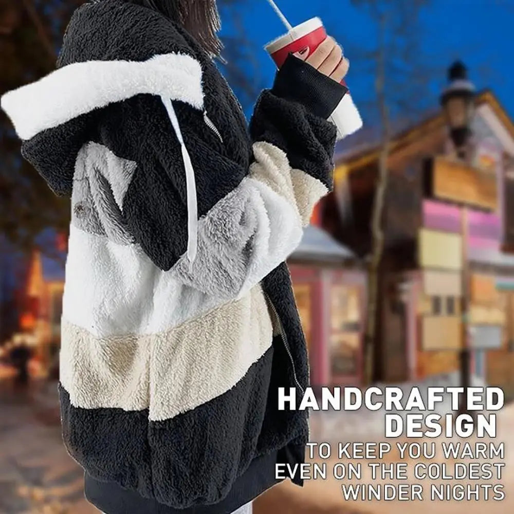 KAREN | Fluffy Warm Oversized Hoodie Coat-Lizabella Fashion