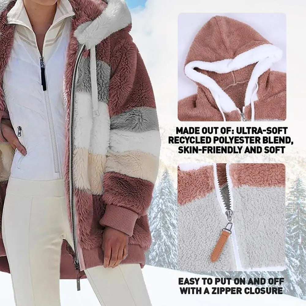 KAREN | Fluffy Warm Oversized Hoodie Coat-Lizabella Fashion