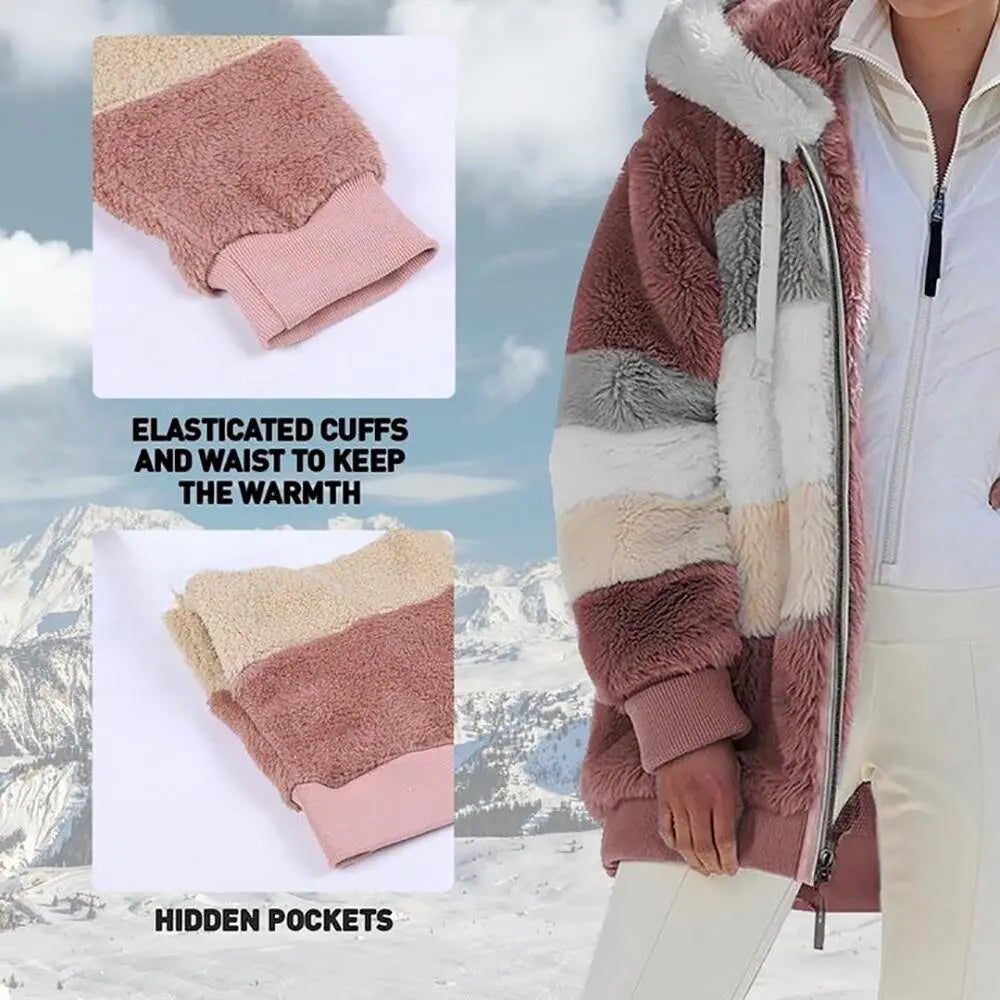 KAREN | Fluffy Warm Oversized Hoodie Coat-Lizabella Fashion