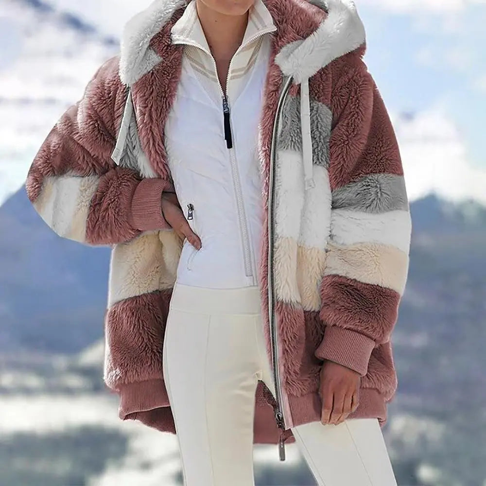 KAREN | Fluffy Warm Oversized Hoodie Coat-Lizabella Fashion