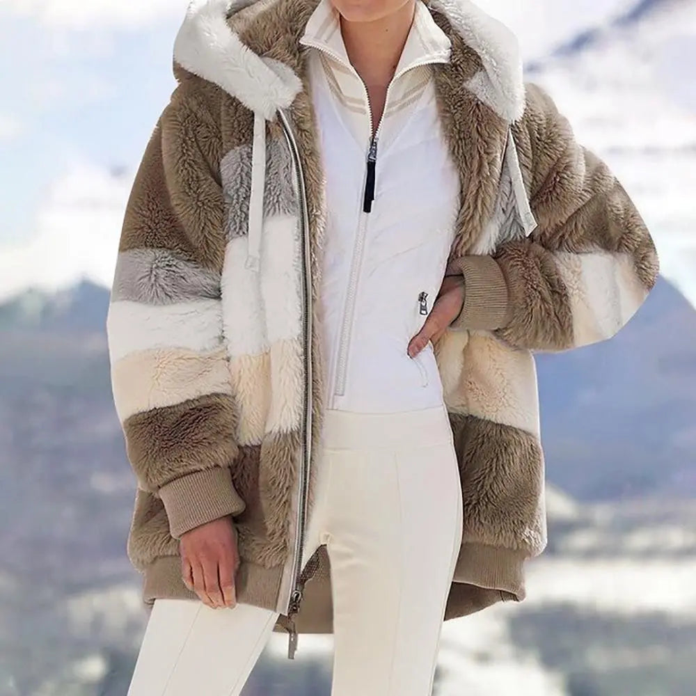 KAREN | Fluffy Warm Oversized Hoodie Coat-Lizabella Fashion