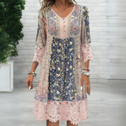 Ava | Boho Floral Dress – Lace Accents for Effortless Charm