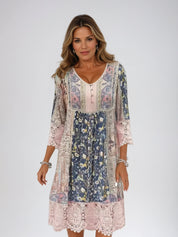 Ava | Boho Floral Dress – Lace Accents for Effortless Charm