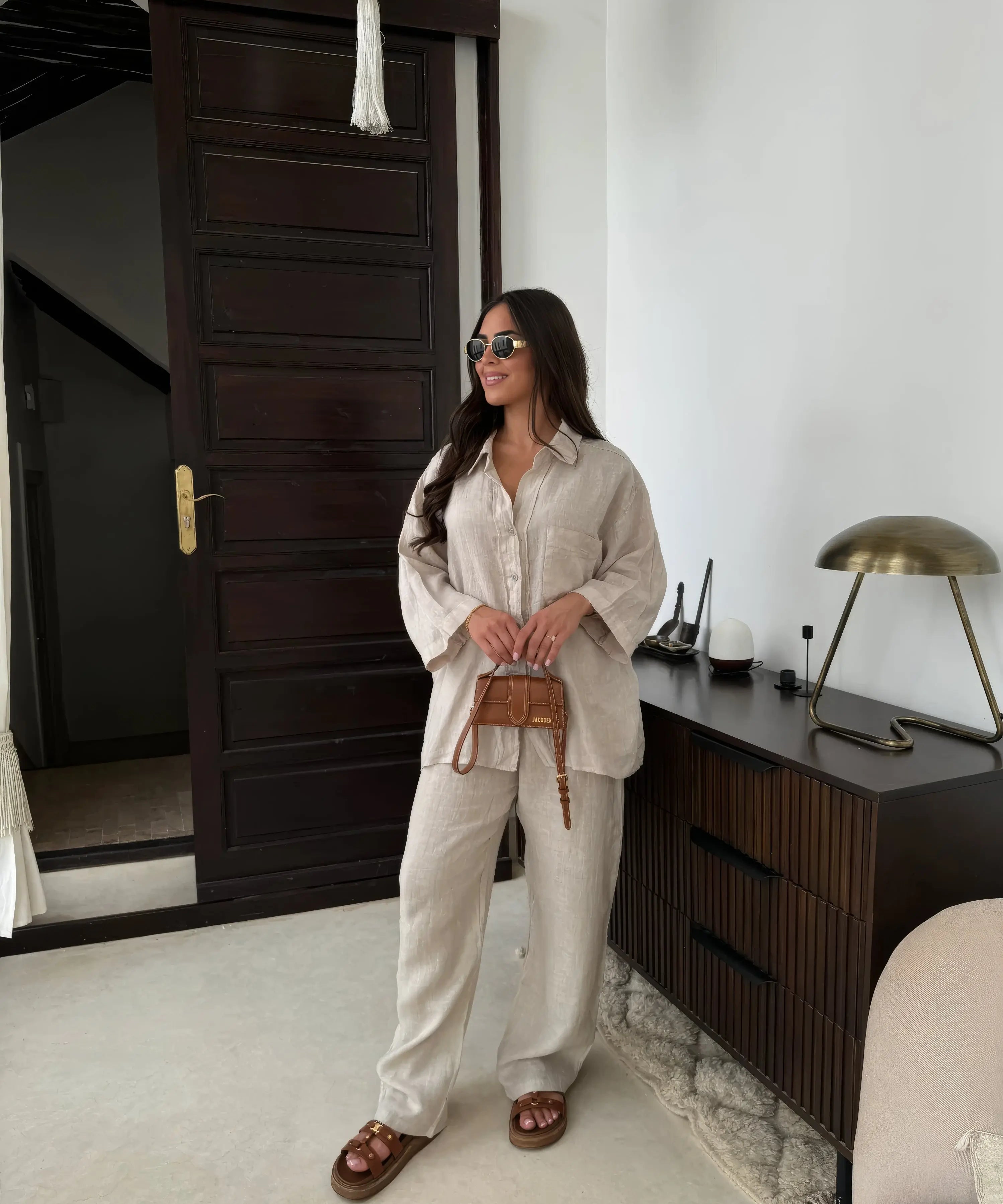 NOLA | Two Piece Linen Set Women-Lizabella Fashion