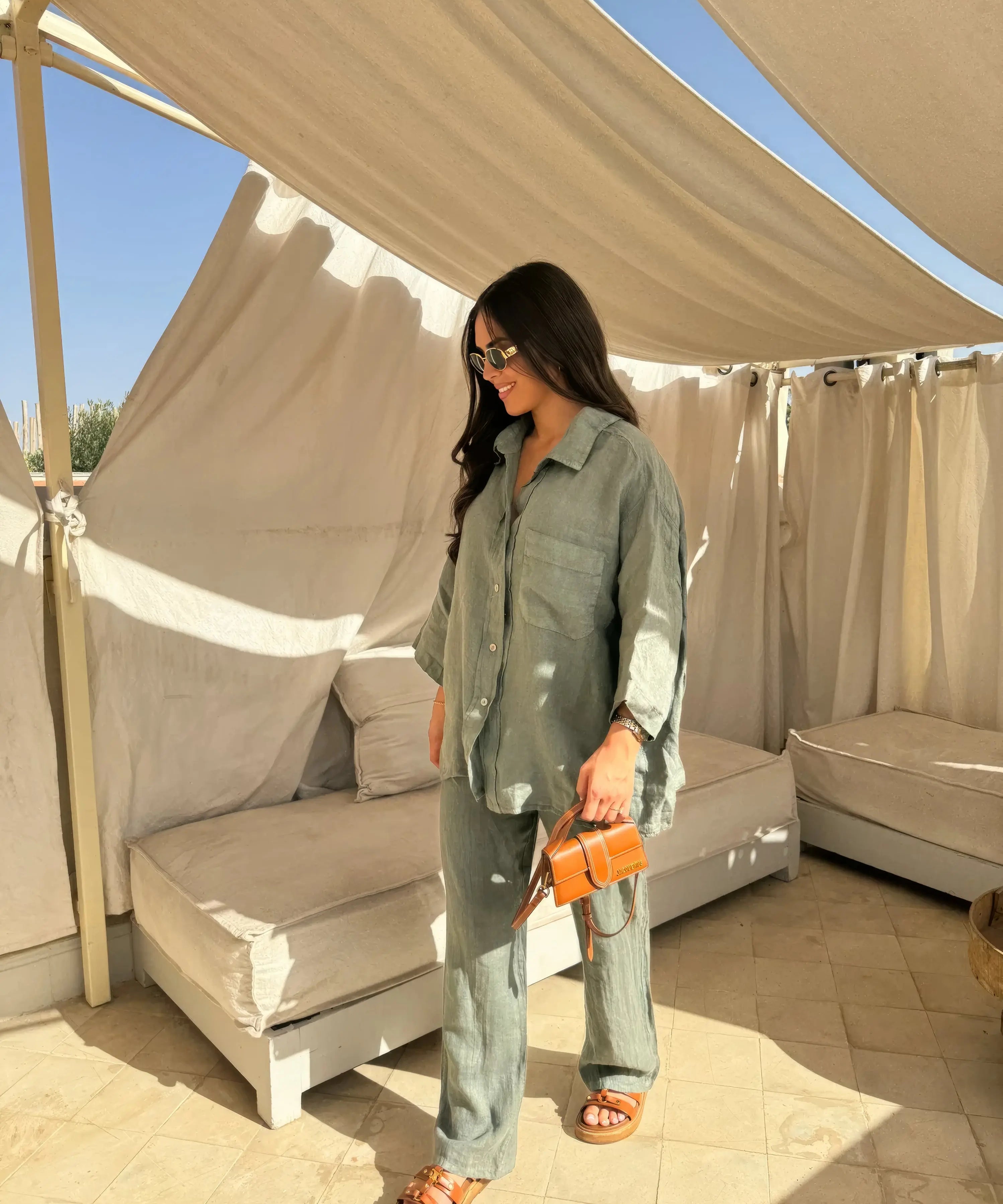 NOLA | Two Piece Linen Set Women-Lizabella Fashion
