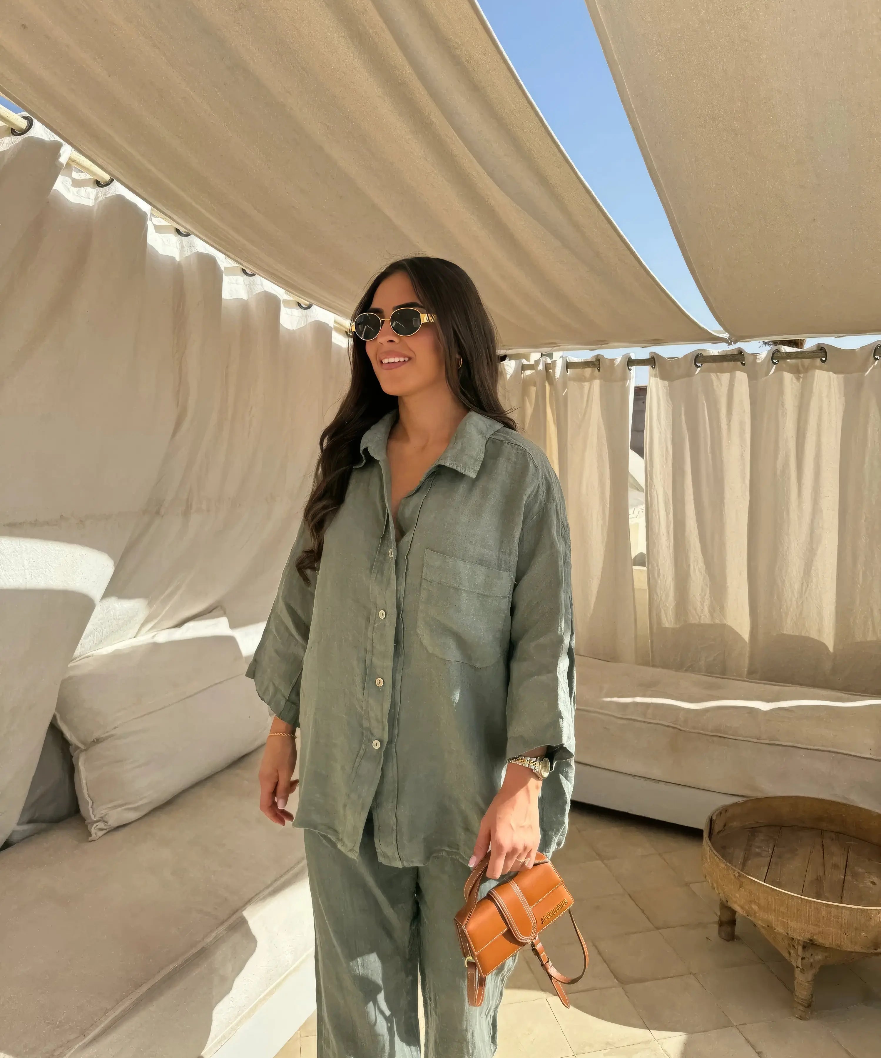 NOLA | Two Piece Linen Set Women-Lizabella Fashion