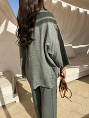 NOLA | Two Piece Linen Set Women-Lizabella Fashion