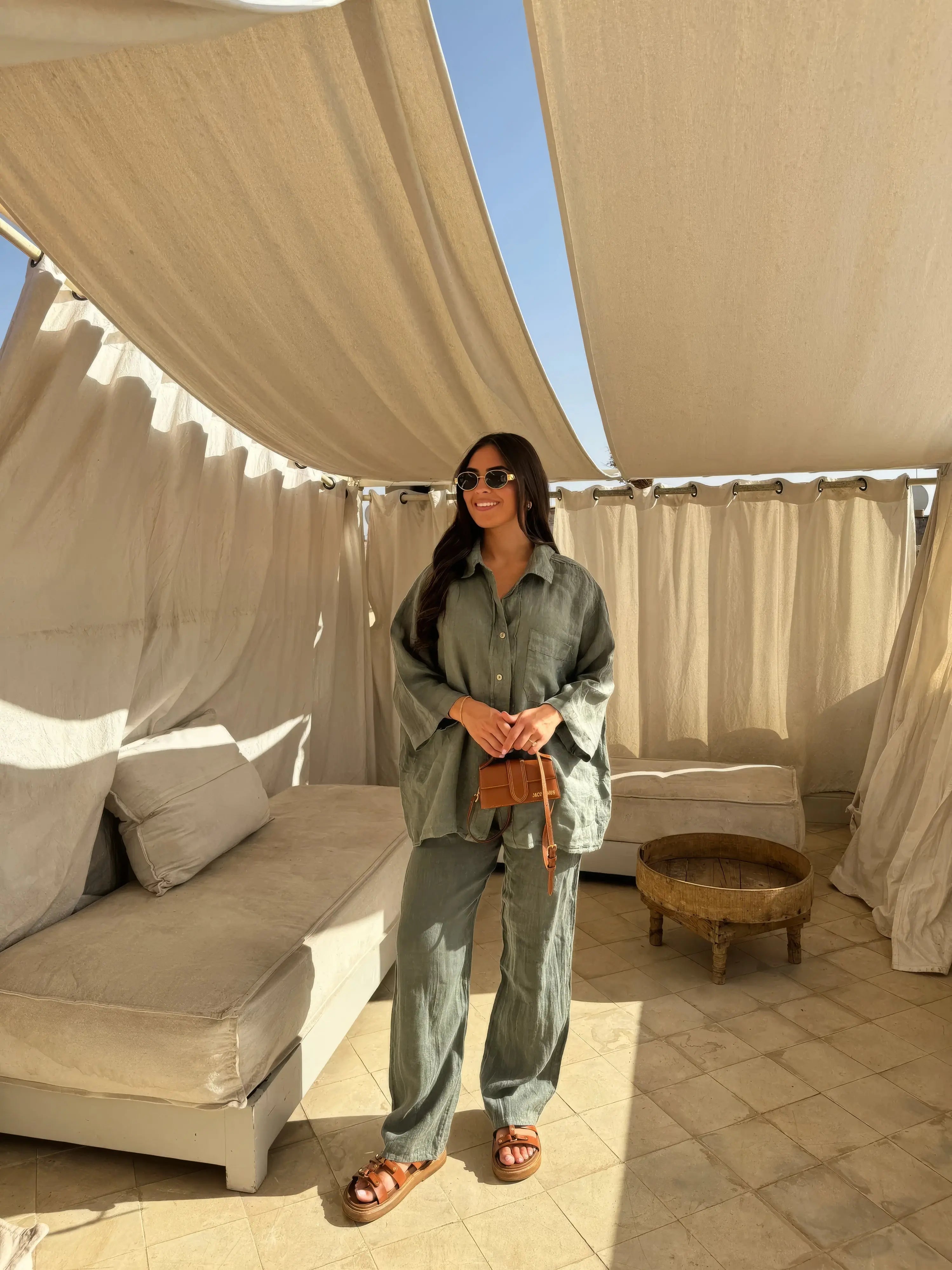 NOLA | Two Piece Linen Set Women-Lizabella Fashion