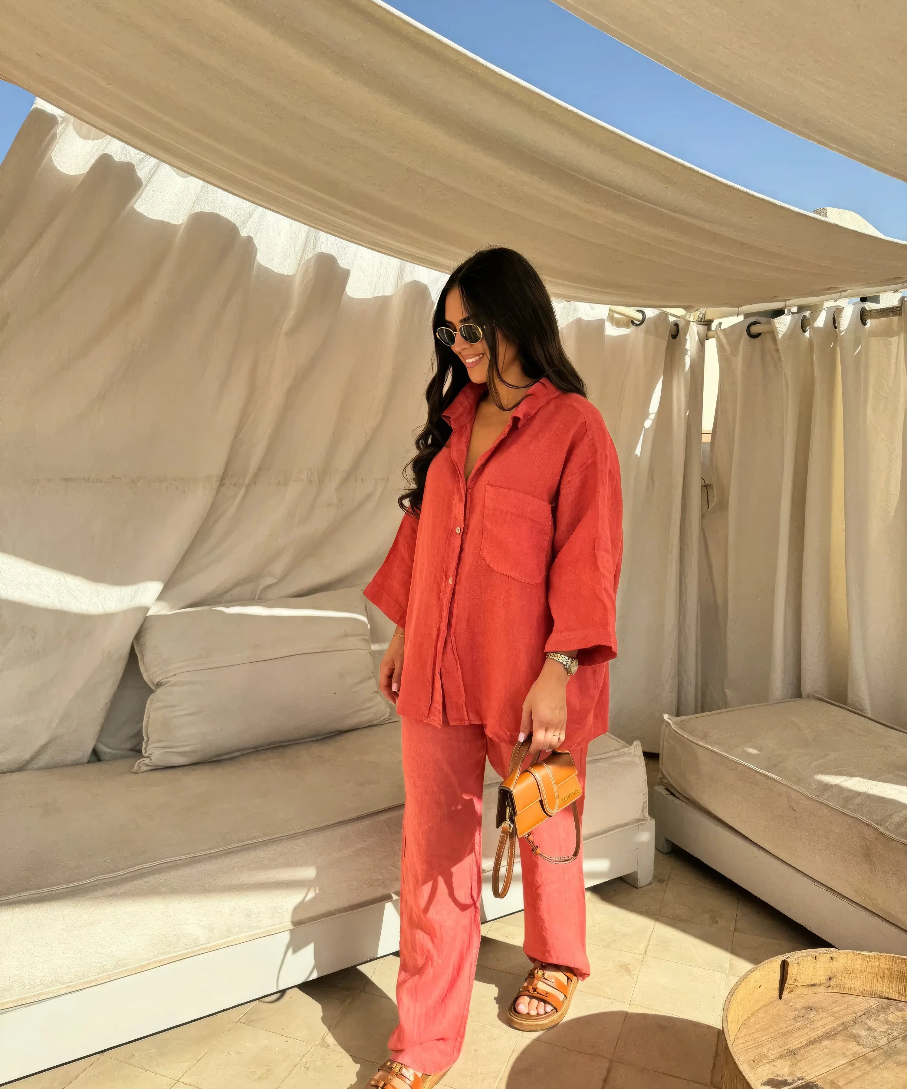 NOLA | Two Piece Linen Set Women-Lizabella Fashion
