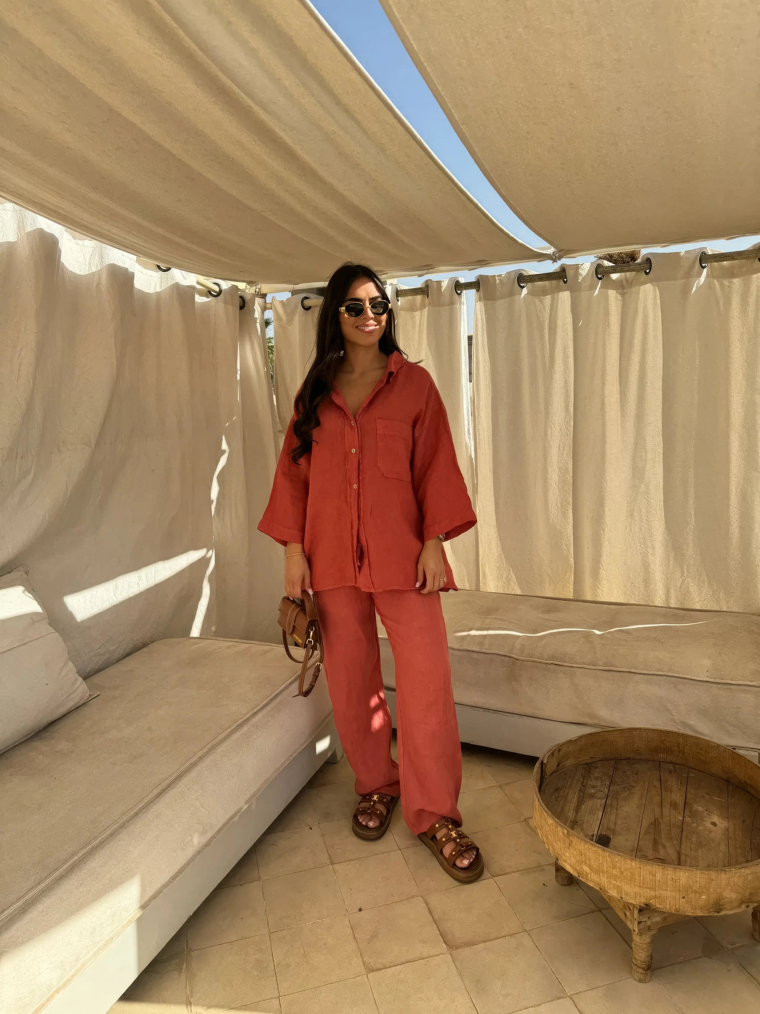 NOLA | Two Piece Linen Set Women-Lizabella Fashion